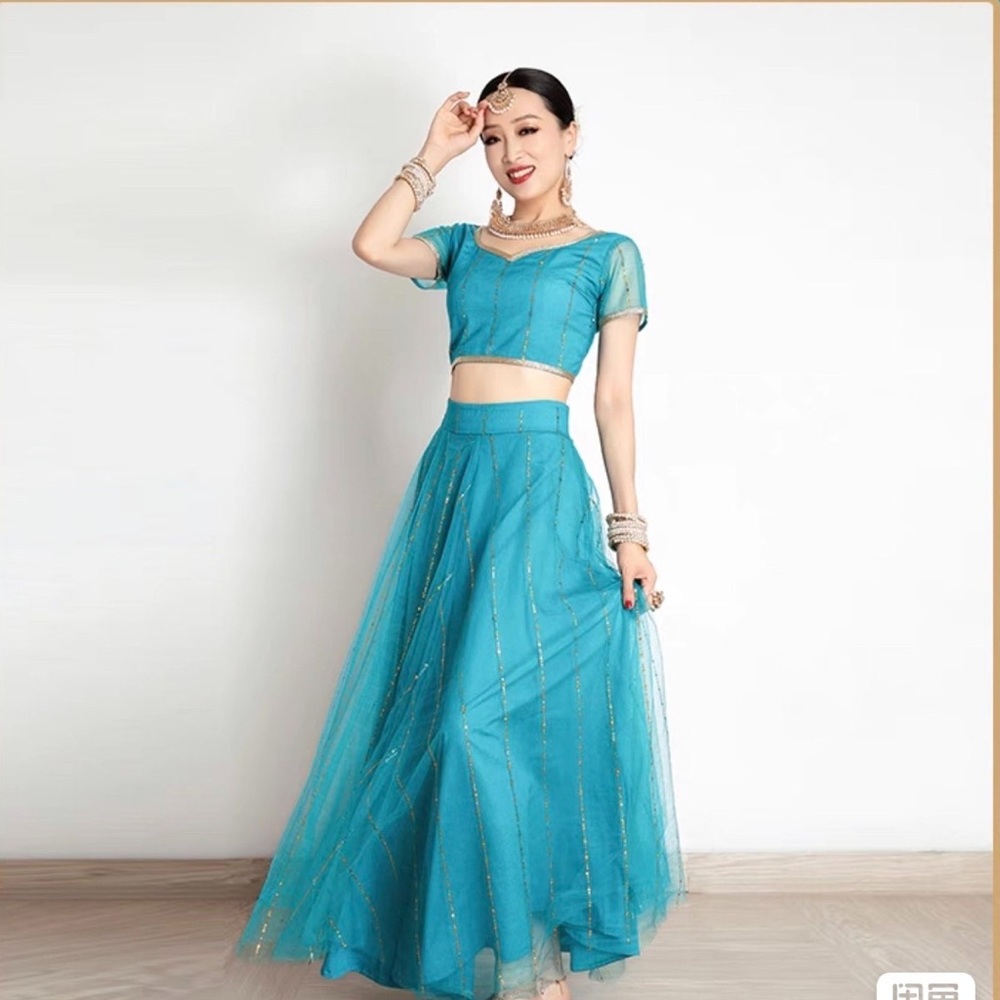 Peacock Blue Two-Piece Lehenga